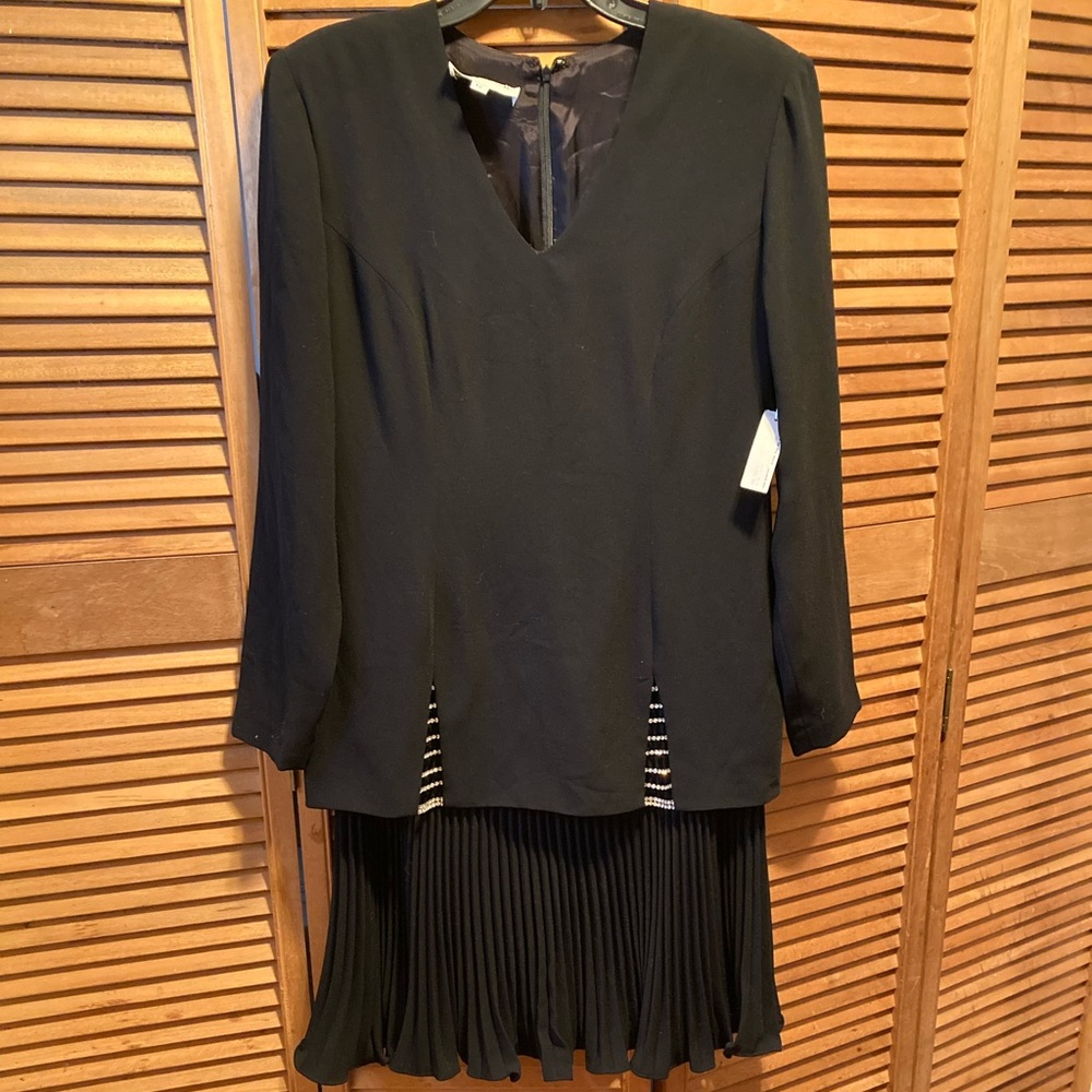 Talk of the Walk Black Dress w/Rhinestone Splits